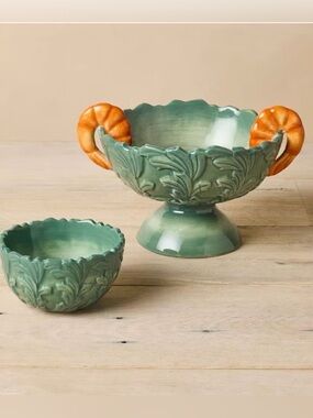 John Derian Green Shrimp Cocktail Pedestal Bowl 2PC Set